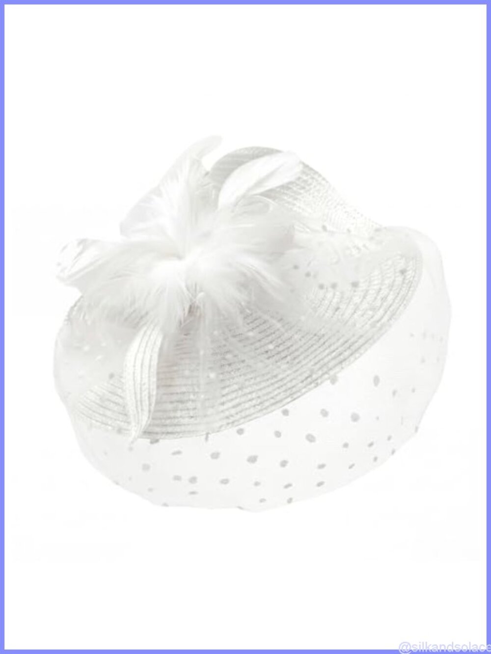 Women's Polka Dot Mesh Feather Fascinator Hat Wide Brim